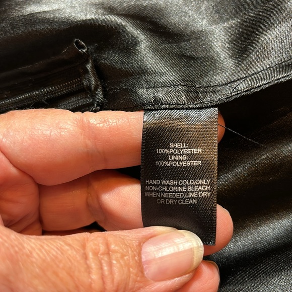 White House Black Market, strapless solid black ruffle midi dress. Size 0. - Picture 9 of 17